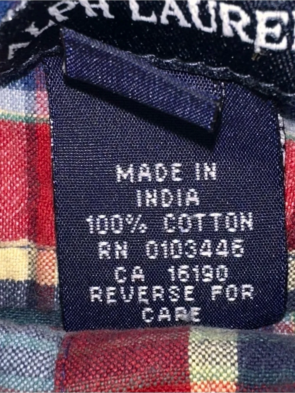 RL Baby Boy Navy Blue Plaid Cotton Romper Poplin Button Tag Detail 18-24 Months